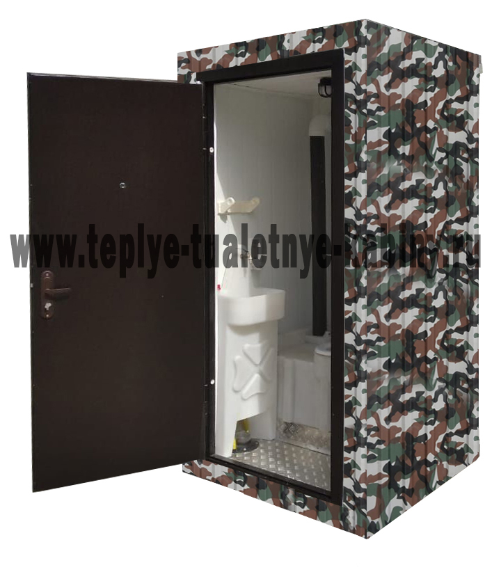 картинка Автономная теплая туалетная кабина "Камуфляж-1280x1220x2300" от магазина Teplye-Tualetnye-Kabiny.RU